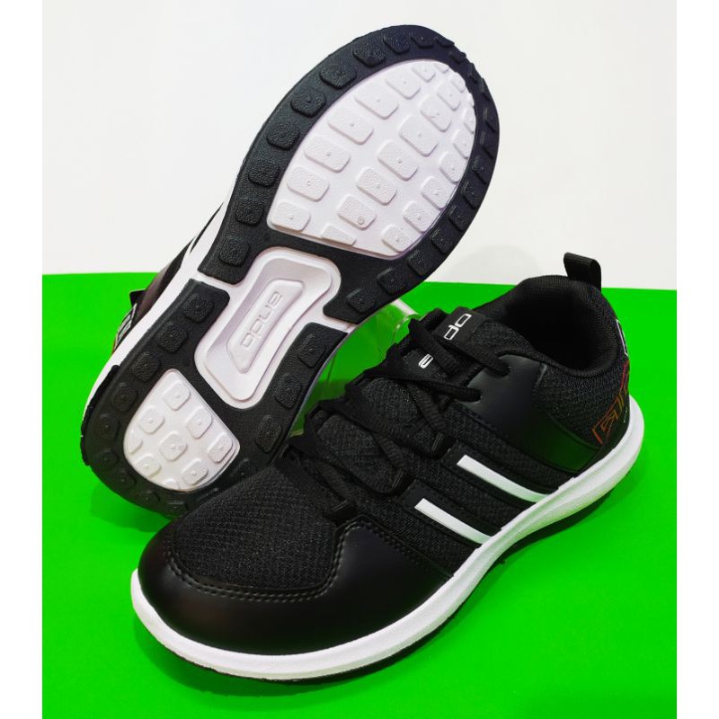 ANDO Sepatu Sneaker Cowok Dewasa Sekolah Kuliah Kerja Hitam Putih Polos Tali Original Kekinian Size 39 sd 43