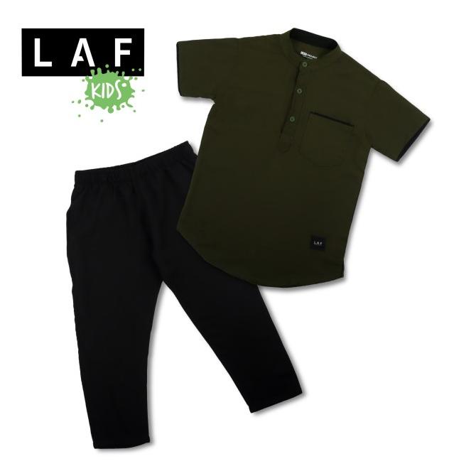 Baju Koko Anak Laki Laki Set Setelan Baju Muslim Hijau Army Katun LAF LAFPR00 Diminati Banget