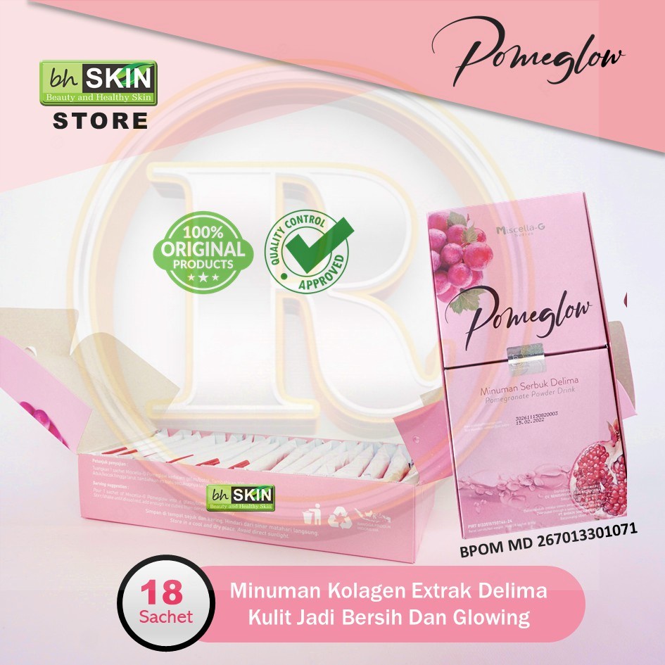 ORIGINAL Pomeglow Miscella-G Collagen Antioxidant Pemutih Badan 18 Sachet