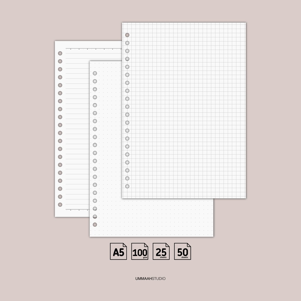 

A5 Loose Leaf HVS 100 gsm by ummaahstudio