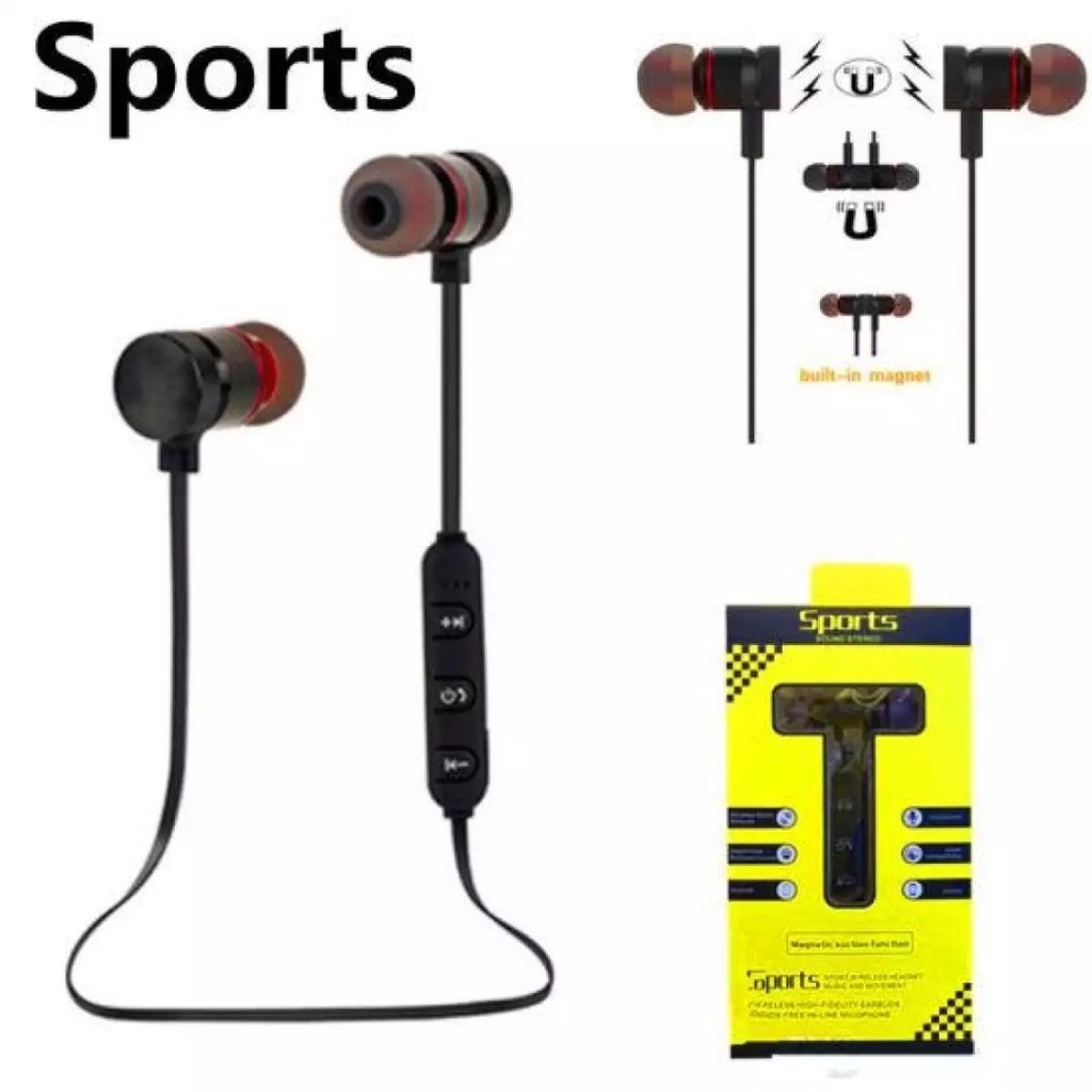 SPORTS Headset Bluetooth Wireless Earphone Magnetic Suara Jernih Classical and Professional Sound