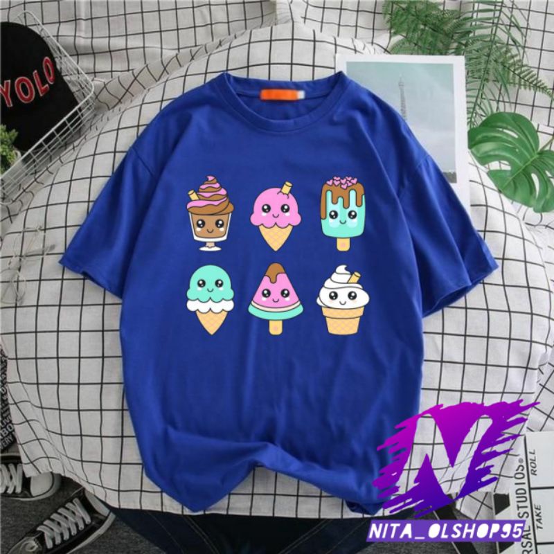 kaos ice cream baju kaos anak ice cream animasi kartun