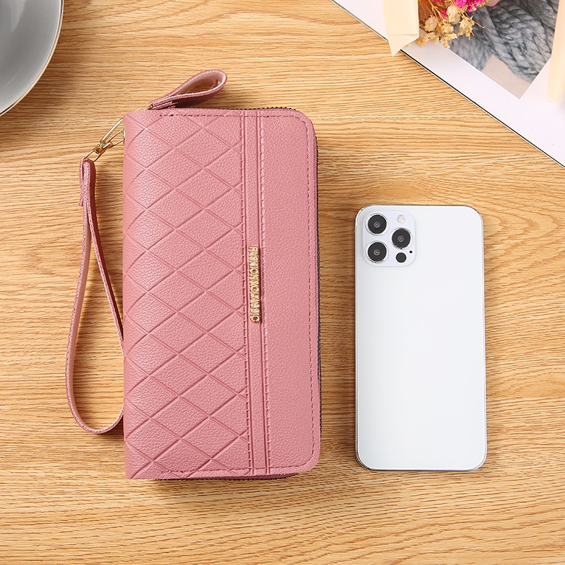 CYS Dompet Panjang Wanita 2 Resleting Import Polos Zipper Walet Clucth Free Tali Fashion Korea D55