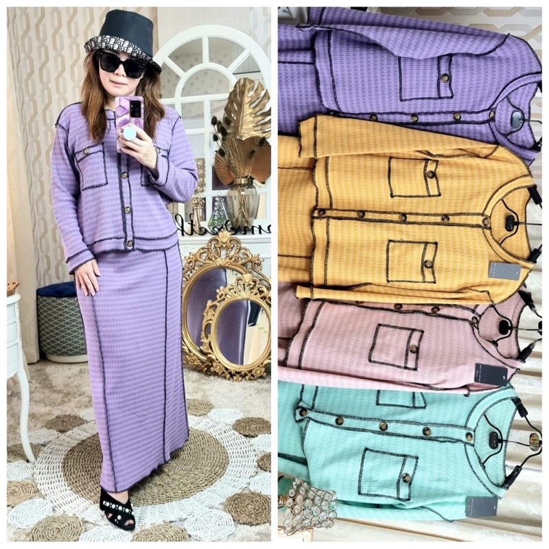 FLASH SALE setelan terbalik by meijiwang Setelan rok rajut import/setrok knit/one set rok/Setrok Bus