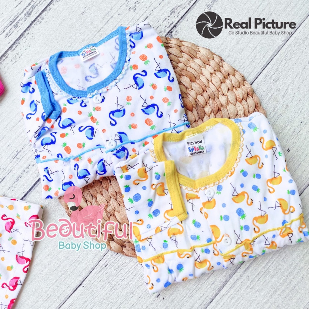 Setelan Baju Bayi Lengan Panjang Motif Flamingo / Setelan Piyama Bayi Perempuan / Baju Bayi Panjang / Baju Tidur Bayi Merk Syifana / Baby.ou_