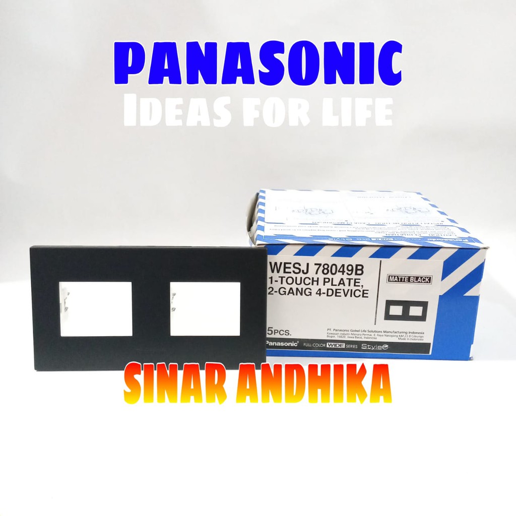 FRAME SAKLAR 2 GANG 4 DEVICE HITAM STYLE E PANASONIC WESJ 78049B