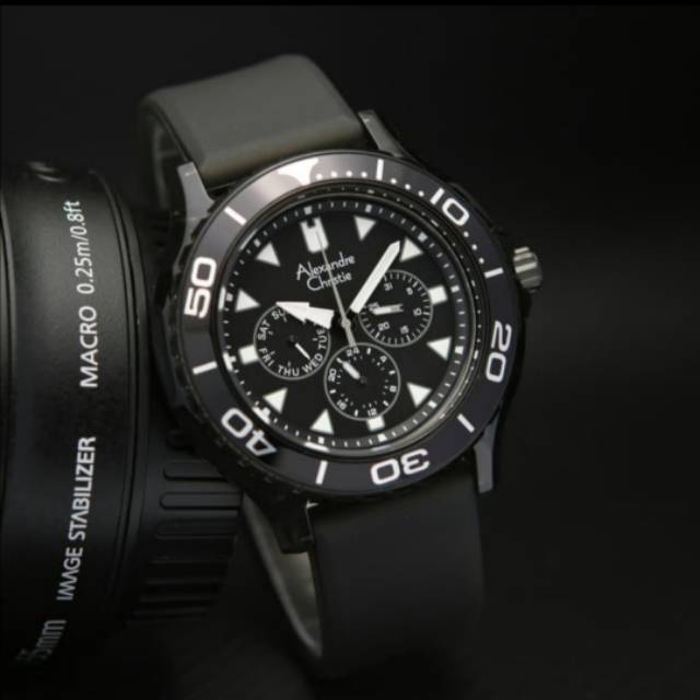 Jam pria Alexandre christie 6531 full hitam