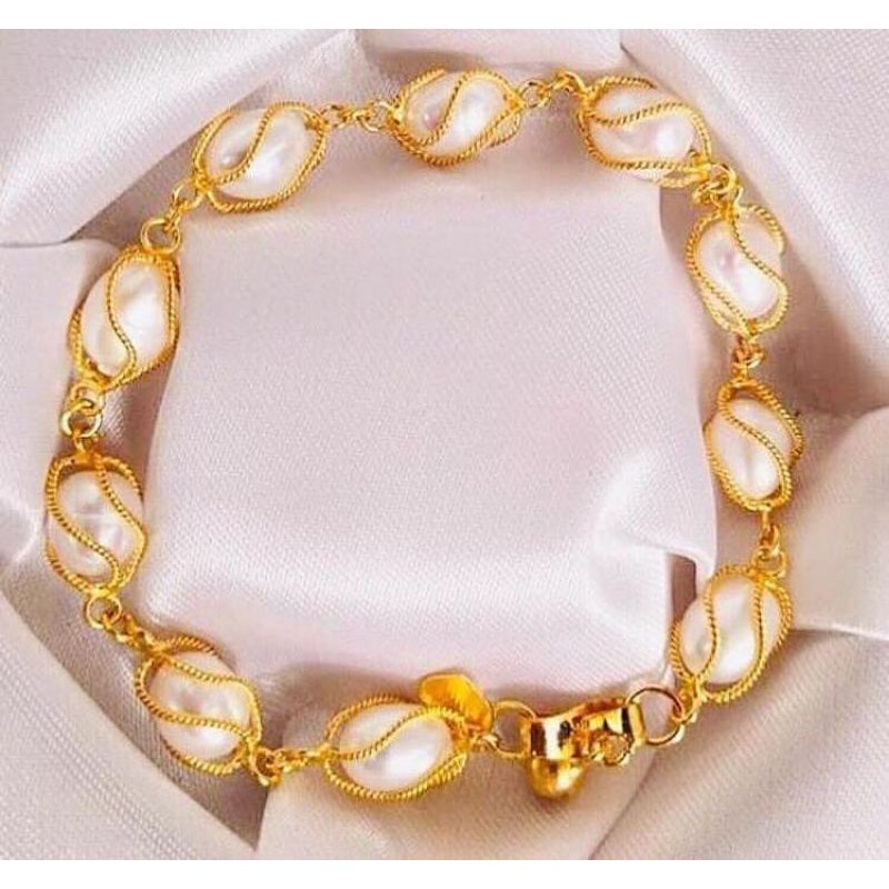 gelang mutiara lapis emas