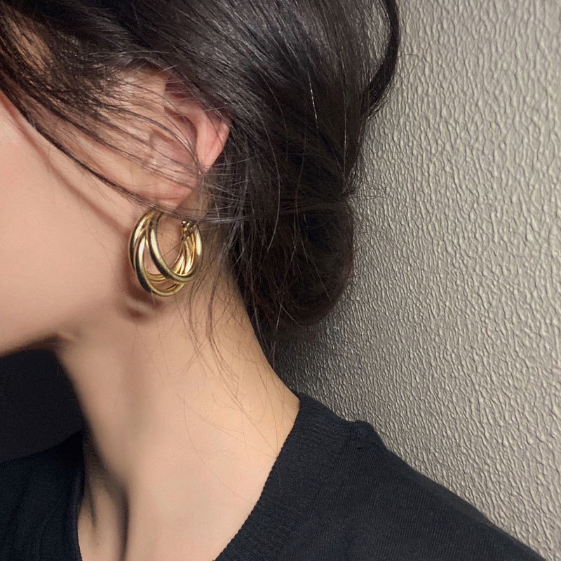 Anting Bulat Lapis Emas Mewah Untuk Wanita