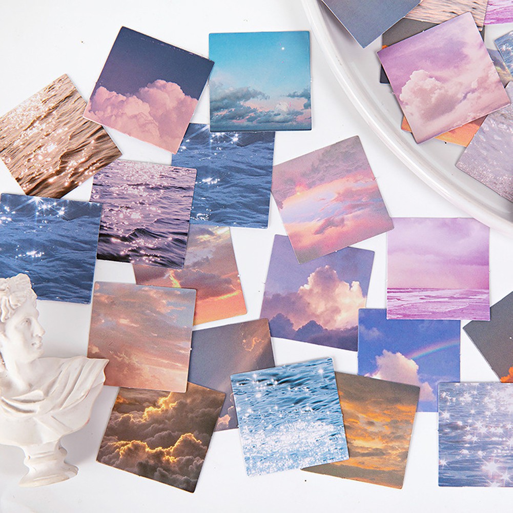 46Pcs/Box Sticker Clouds Oceans Photo Sticker DIY Journal Scrapbooking Stickers Phone Shell Decoration Sticker