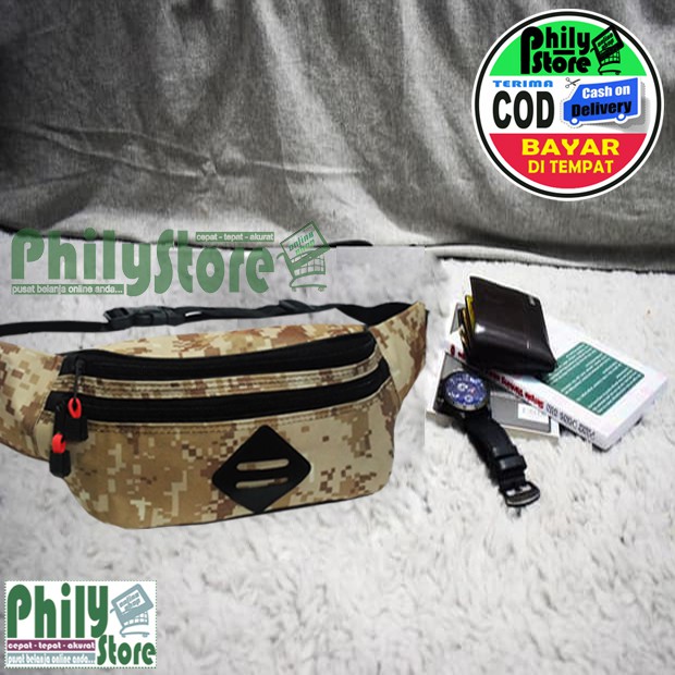 Tas slempang / selempang weistbag / waistbag pinggang pria army murah