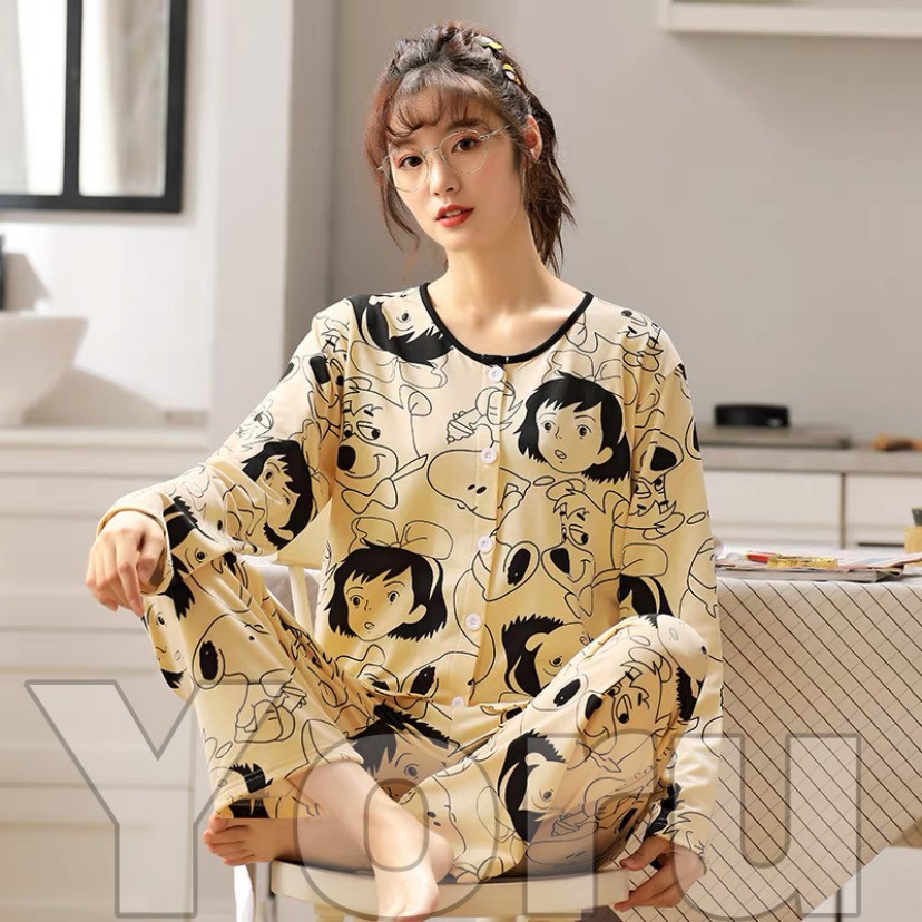 Pamelo.id Piyama Import PP 50 Corak Baju Tidur Import Pajamas Import Baju Tidur Murah-PY8 Girl BW koran