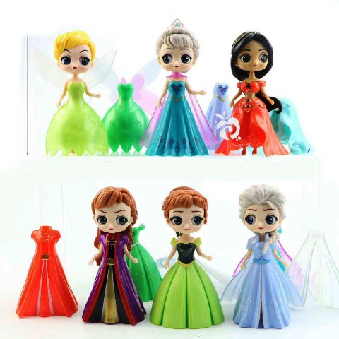  Princess  Frozen Tinkerbell Ganti Baju 6 Dress 12 Mainan  