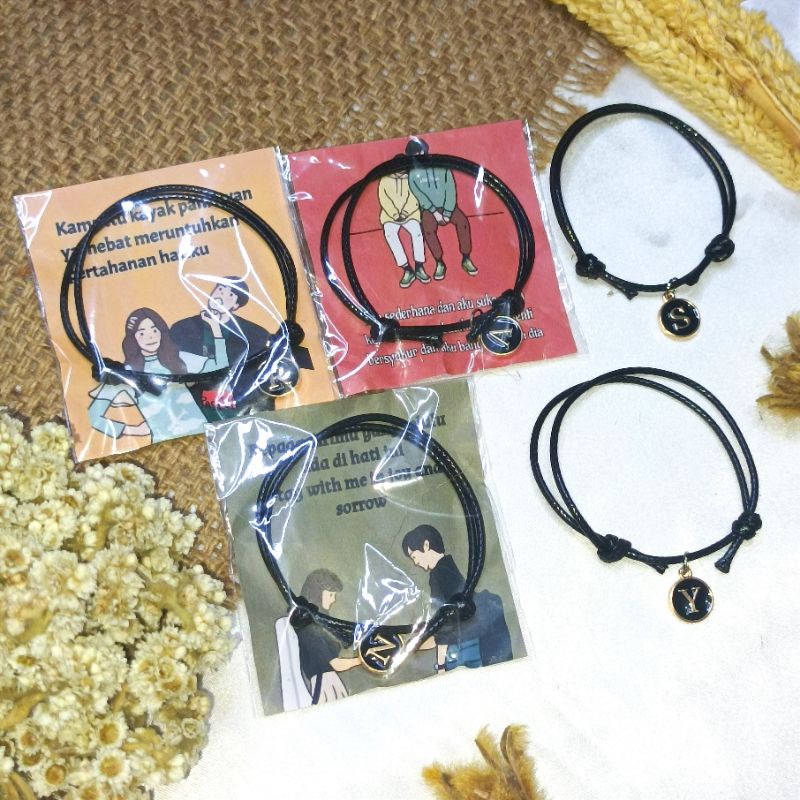 GELANG INISIAL HURUF SINGLE SLIDE EPOXY / GELANG CHARM KOIN ENAMEL (BEPINK OFFICIAL)