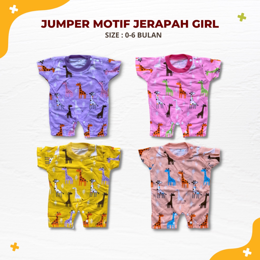 Jumper Bayi Newborn Lengan Pendek Jumpsuit Hansop Katun 0-6 Bulan