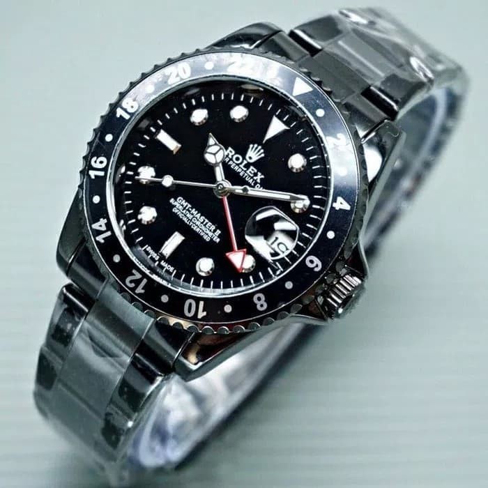 JAM TANGAN PRIA ROLEX OYSTER AUTOMATIC OTOMATIS TANGGAL AKTIF RANTAI HITAM BLACK TERMURAH