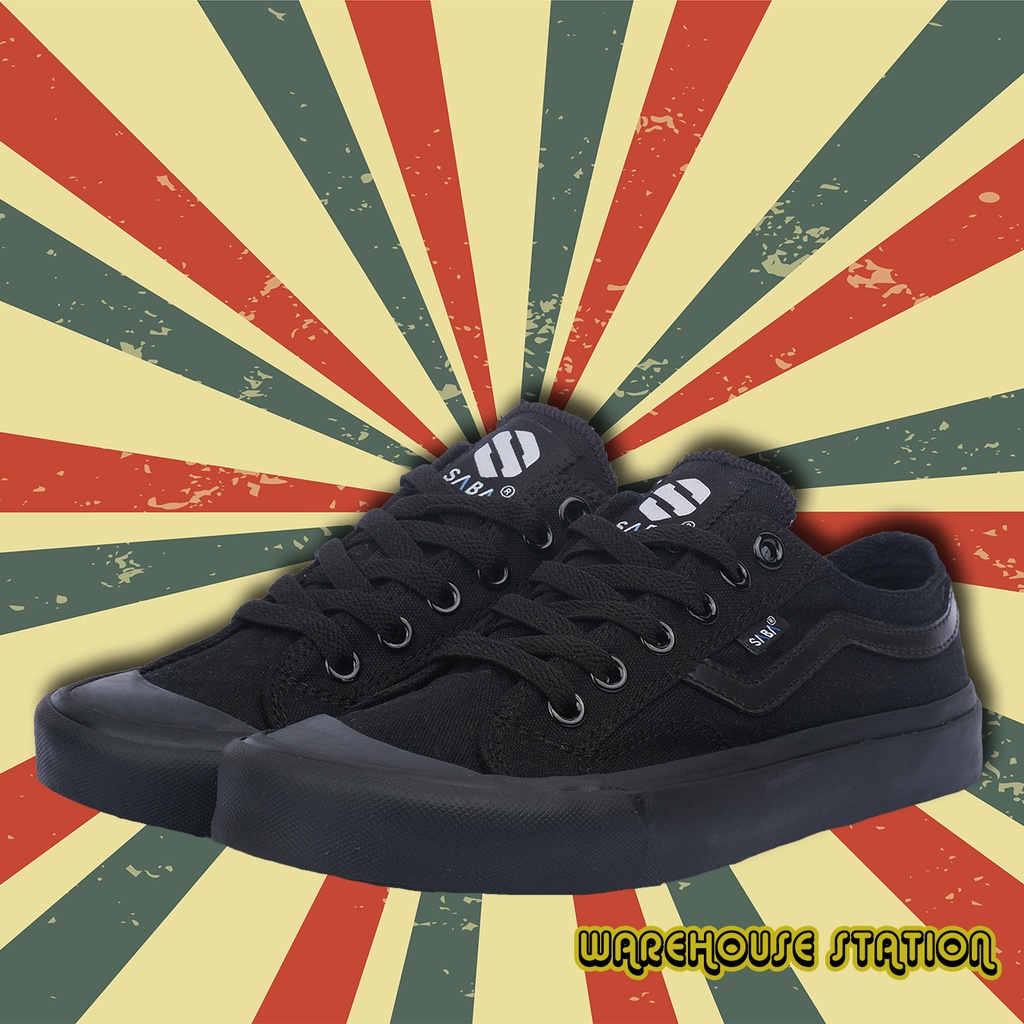 SABA Veloz Low All Black - Sepatu Sneakers Casual Pria Wanita