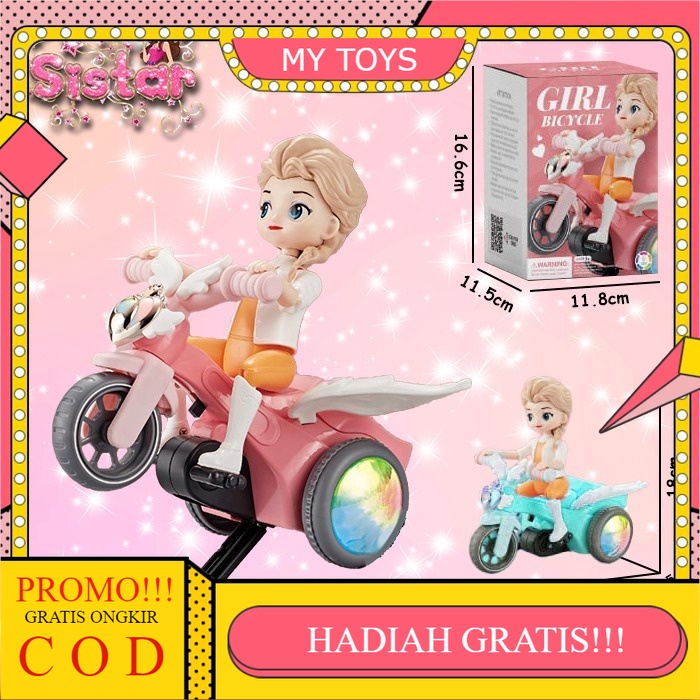 Mainan anak cewek import Boneka Putri Princess Frozen Bicycle Sepeda Dance Dancing Mainan Anak Perempuan Kado hadiah ultah ulang tahun anak perempuan cewek cewe umur 6 7 8 9 tahun