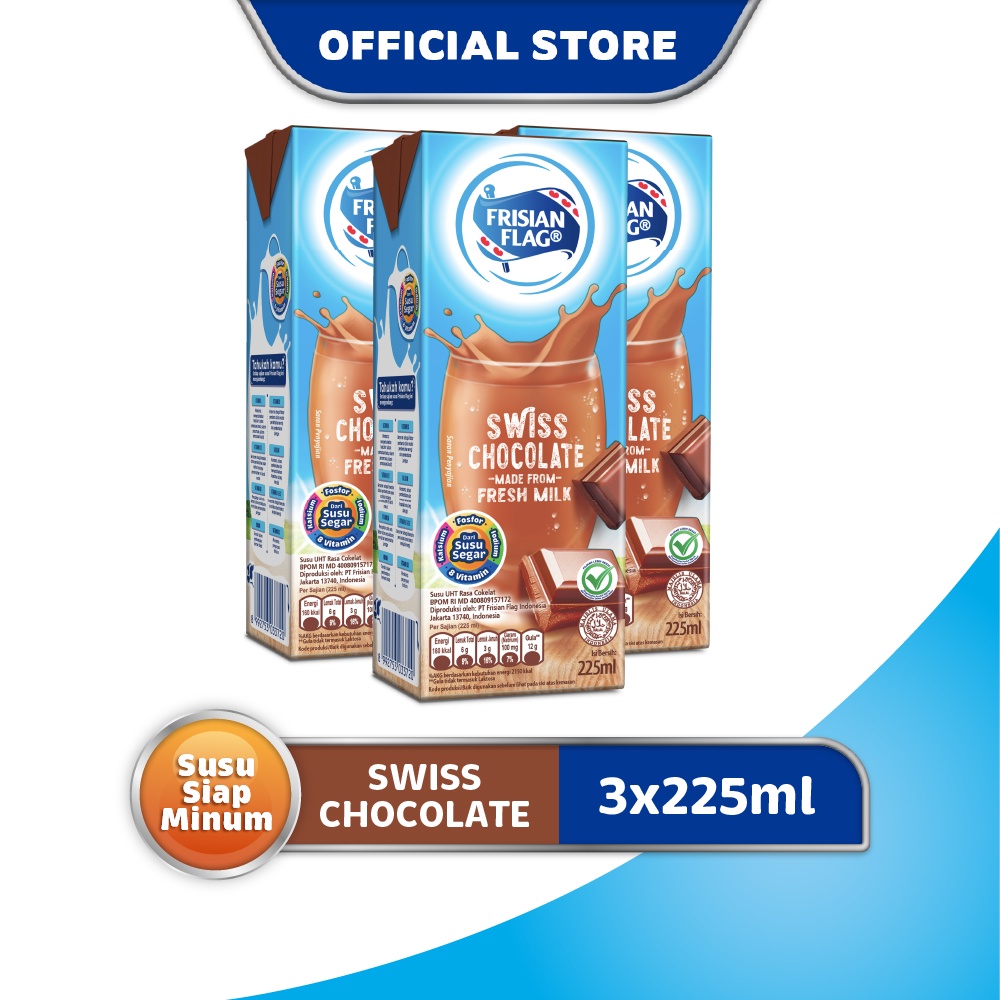 

Frisian Flag Susu UHT Swiss Chocolate 3 x 225 ml