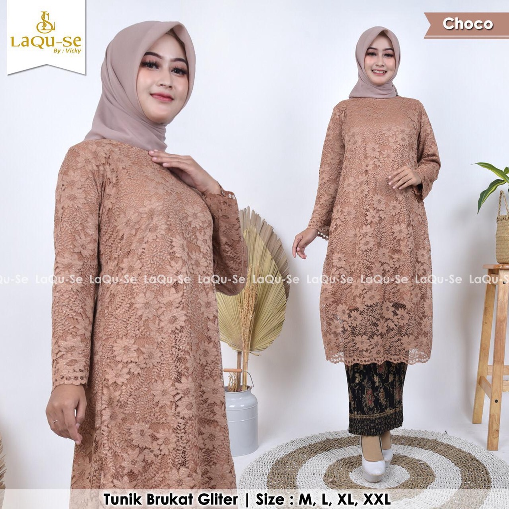 SAD&gt; SET KEBAYA TUNIK JARUNA - KEBAYA BRUKAT MODERN - BAJU TUNIK KEBAYA OUTFIT KONDANGAN DAN PESTA