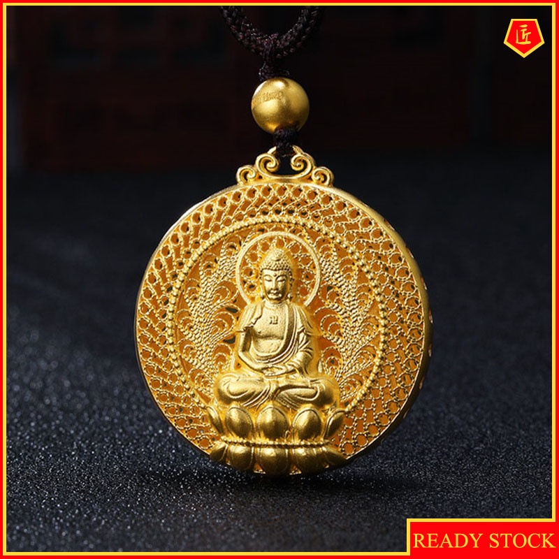 [Ready Stock]Amitabha Necklace Gold Compass Pendant for Men and Women