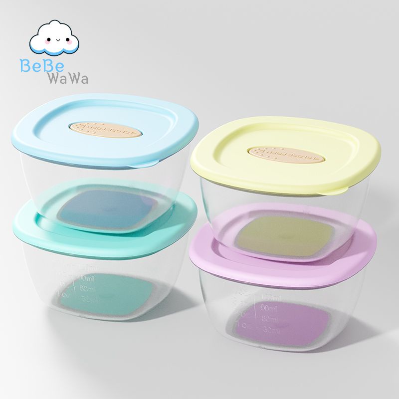 BeBeWaWa Baby Food Container BW003-1 - Storage MPasi+penutup BPA FREE 120ml - Mangkok Tempat Makan Bayi