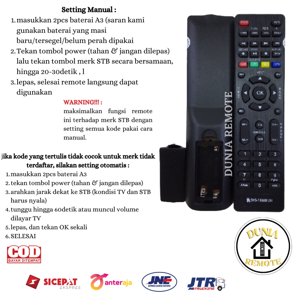 Remot Remote Dvb-T2 RM88-UNI Tanpa Dus Stb Set Top Multi Universal