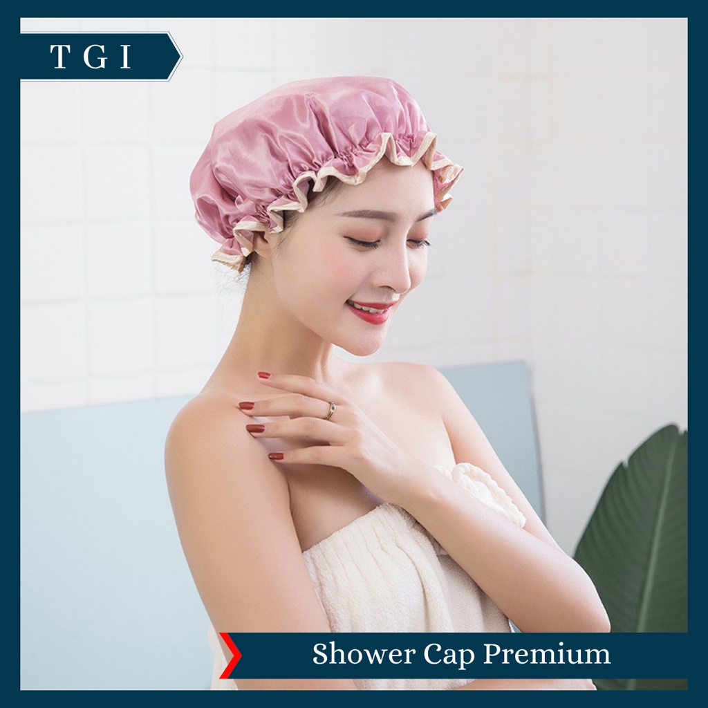 TGI - TOPI MANDI |SHOWER CAP PREMIUM | TOPI MANDI WATERPROOF | HAIR CAP PENUTUP KEPALA | SHOWER CUP CAP MANDI CREAMBATH PLASTIK TUUTP KEPALA TOPI MANDI SHOWERCUP SHOWERCAP PREMIUM