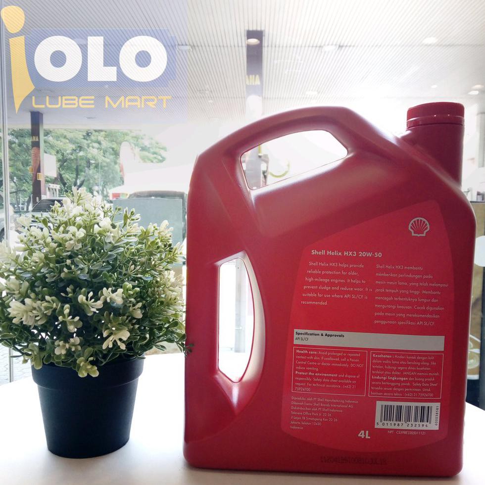 Stok Terakhir Shell Helix Hx3 20W-50  Oli Mobil Bensin 4 Liter