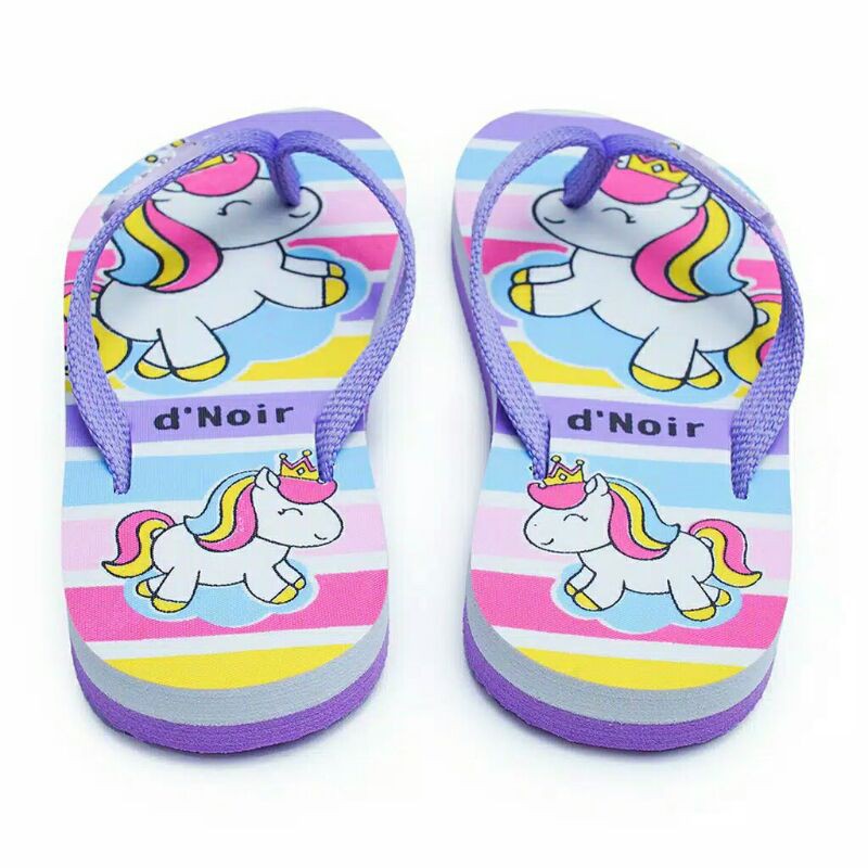 Sandal Anak Perempuan D' Noir Teplek/Flat PONI UNGU | Sandal Jepit Anak Perempuan