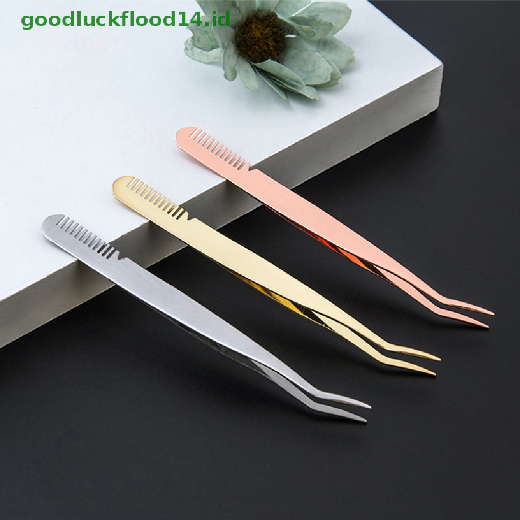 (GOOGFOUR) Pinset Alis Dengan Sisir Bahan Stainless Steel