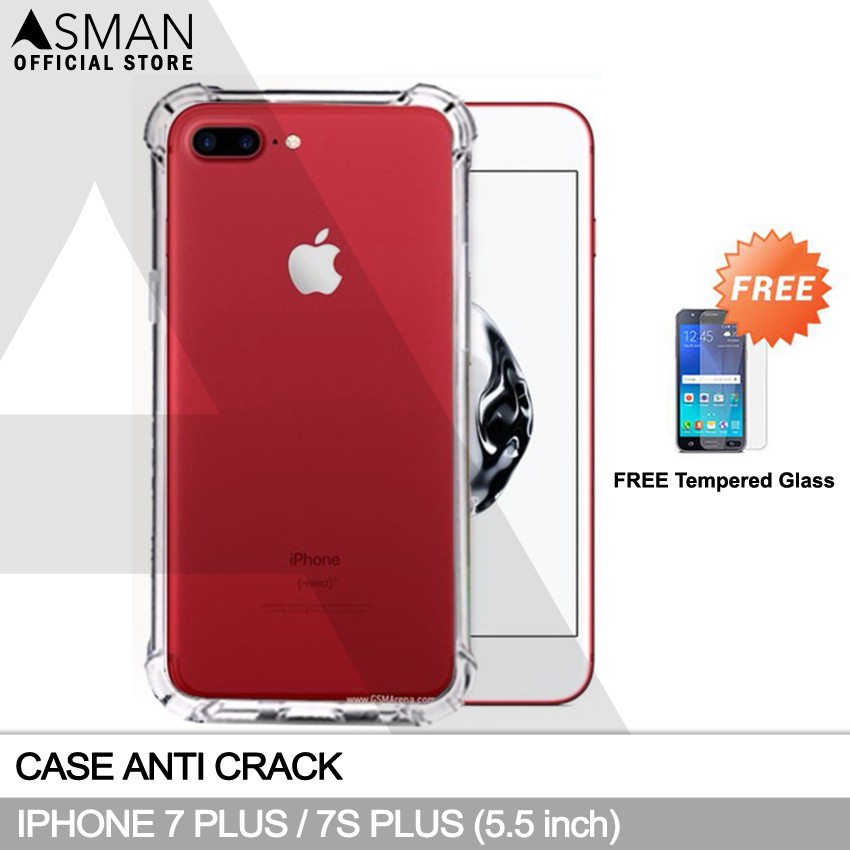 Anti Crack iPhone 7 Plus / 7S Plus (4.7&quot;) | Soft Case Anti Bentur + FREE Tempered Glass