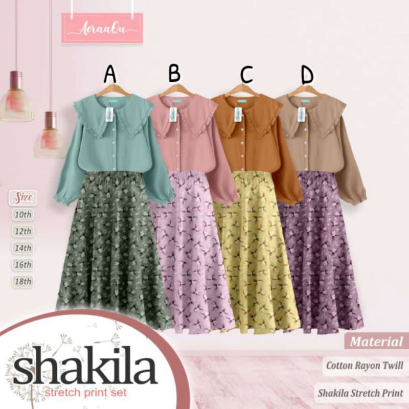SETELAN SHAKILA ROK STRECH BY AERAAQU (BATCH 1 DAN 2)