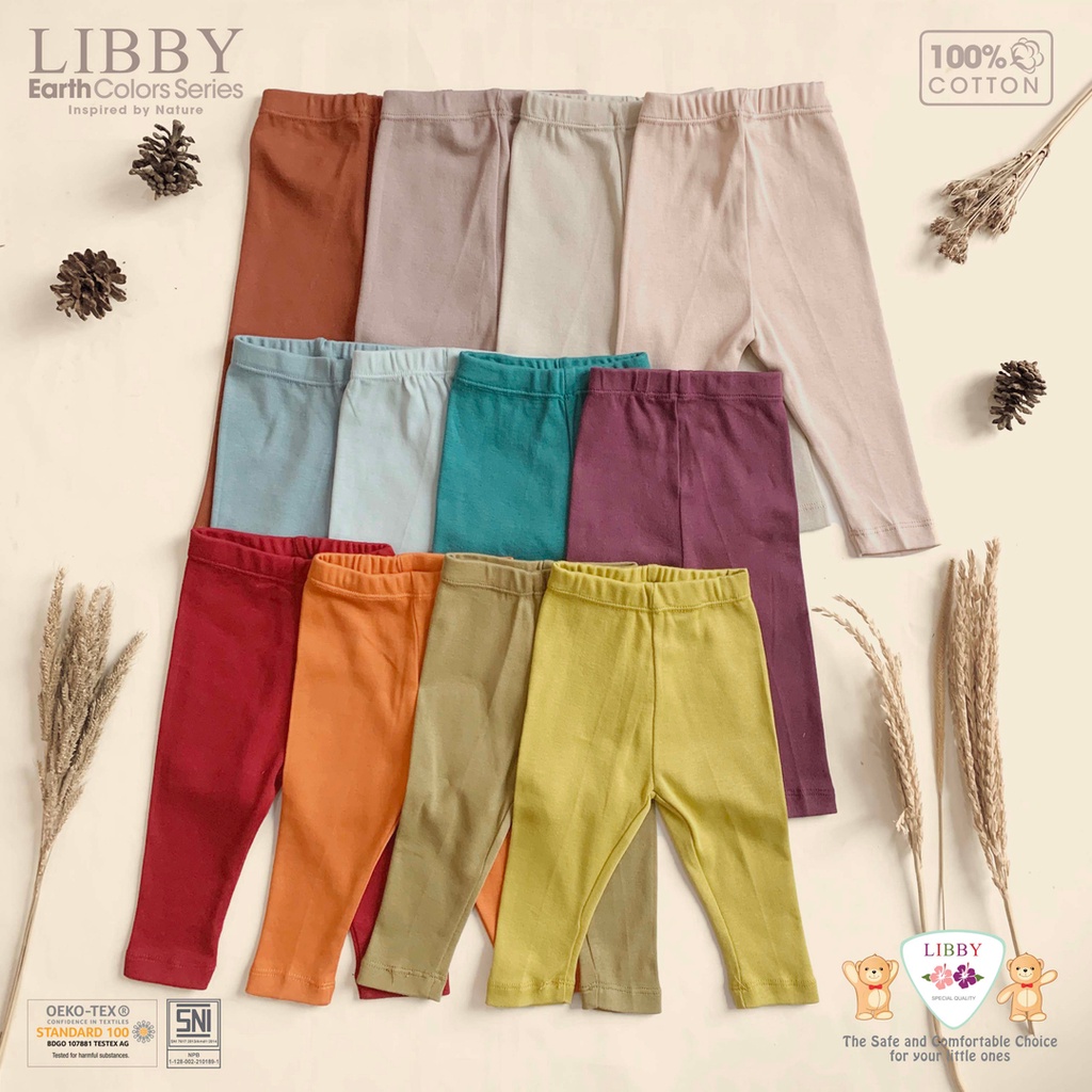 Libby Legging 0-6 Tahun Earth Colors Unisex SNI - Leggings Bayi dan Anak Warna Polos Celana Panjang Leging