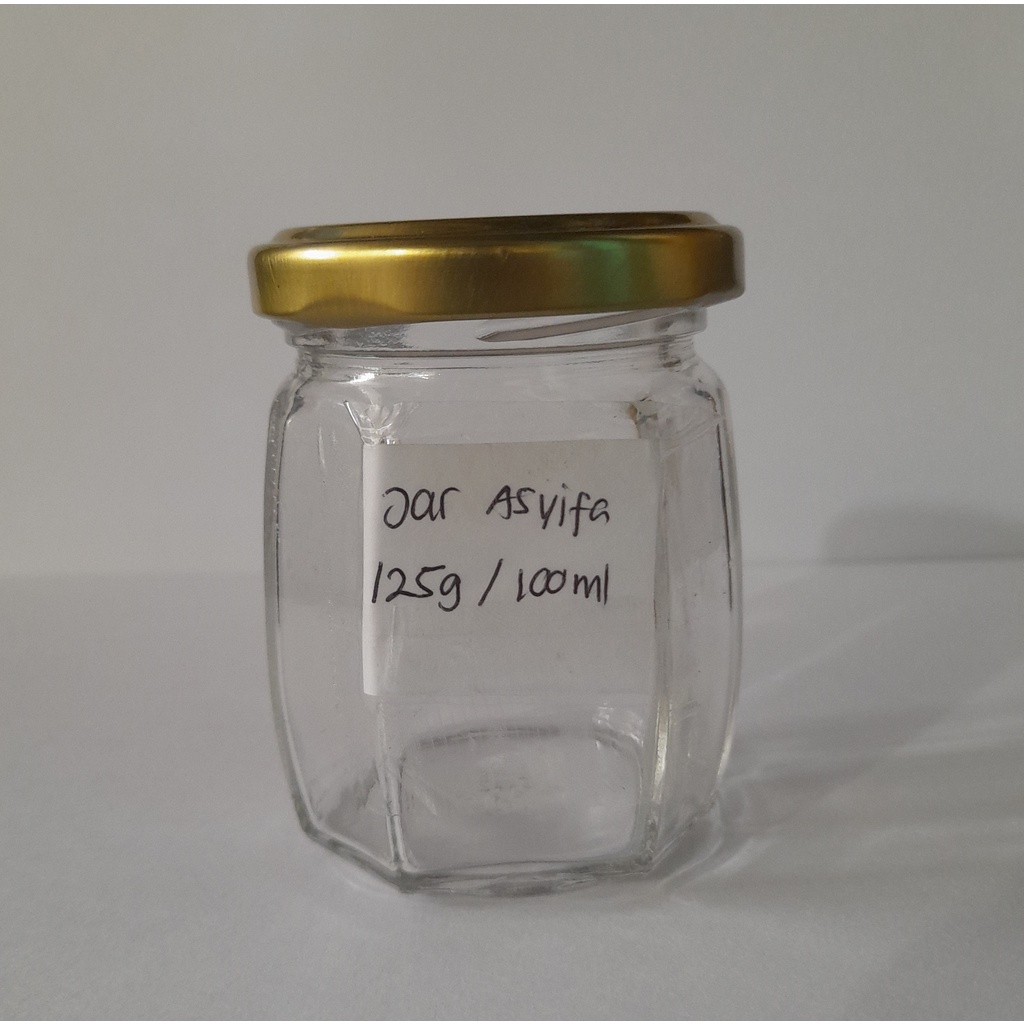 Jar Kaca 100ml / 125gr ex ALSHIFA Termasuk Tutup Gold (10 Botol)