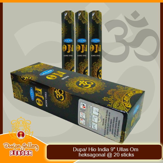 Dupa/ Hio India 9&quot; Ullas Om  heksagonal @ 20 sticks (6pack)