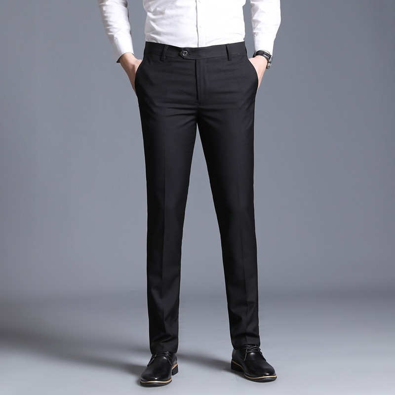 CELANA KERJA PRIA - CELANA FORMAL SLIMFIT PRIA HITAM HIGH TWIST NIKAYU