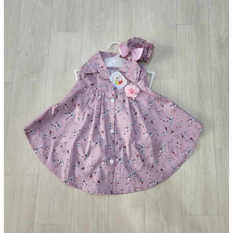 Baju bayi perempuan dress kipas + bandana