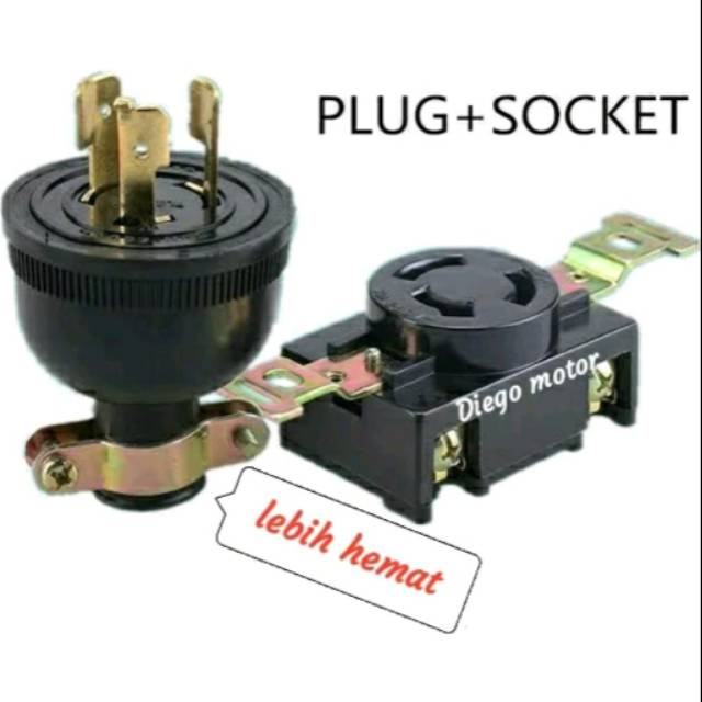 1 paket Plug Cok Plus Steker 3 kaki Putar Mesin Genset 5kw 6kw 7kw 8kw 5000watt 6000watt 7000watt 80