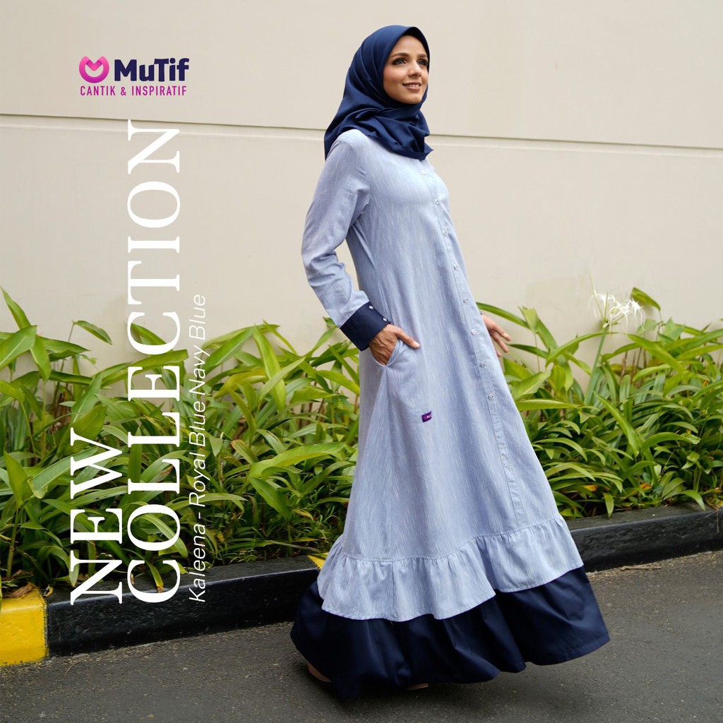 NEW Gamis Katun Original MUTIF KALEENA (GREY, ROYAL BLUE, DUSTY PINK)