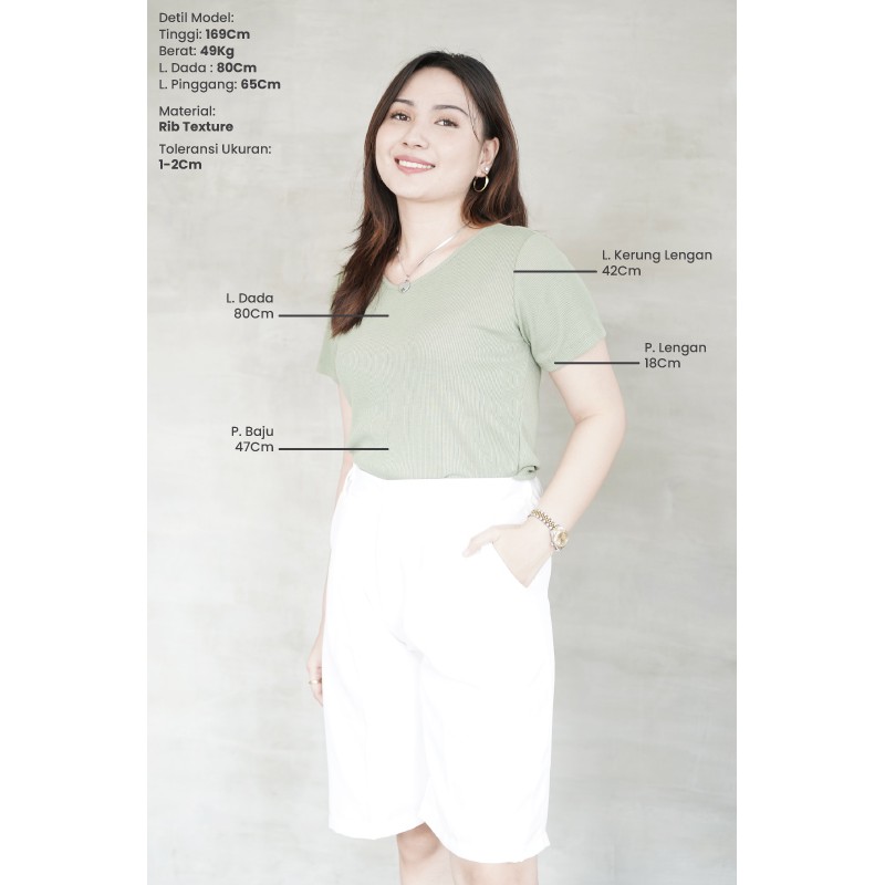 Olivia Vneck Crop Top Atasan Wanita Blouse