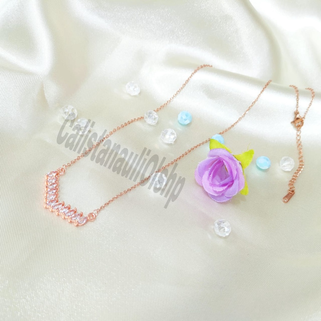 Viral!! TITANIUM KALUNG+GELANG FUJI DIAMOND DESAIN ELEGAN PERHIASAN EMAS KOREA ANTI KARAT DAN ANTI LUNTUR