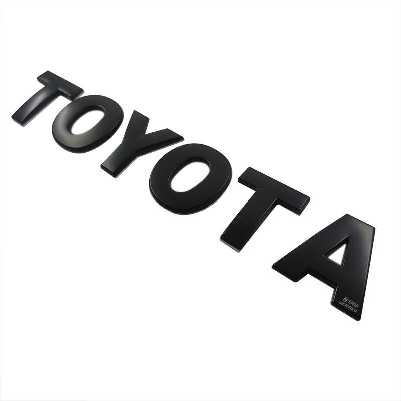 TOYOTA Hood Emblem DIY Letter 45mm Chrome/Black Car Decals Stickers