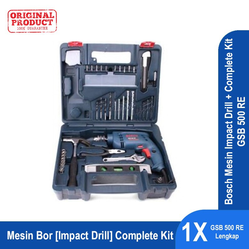 Bosch Mesin Bor Tembok, Beton, Bosch GSB 500 RE Complete Kit dg Harga Murah