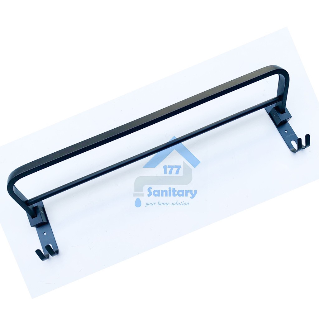 Rak Handuk HITAM Stainless 304 Lipat 2 Susun 30430- Gantungan handuk black towel rack holder stenlis /G29