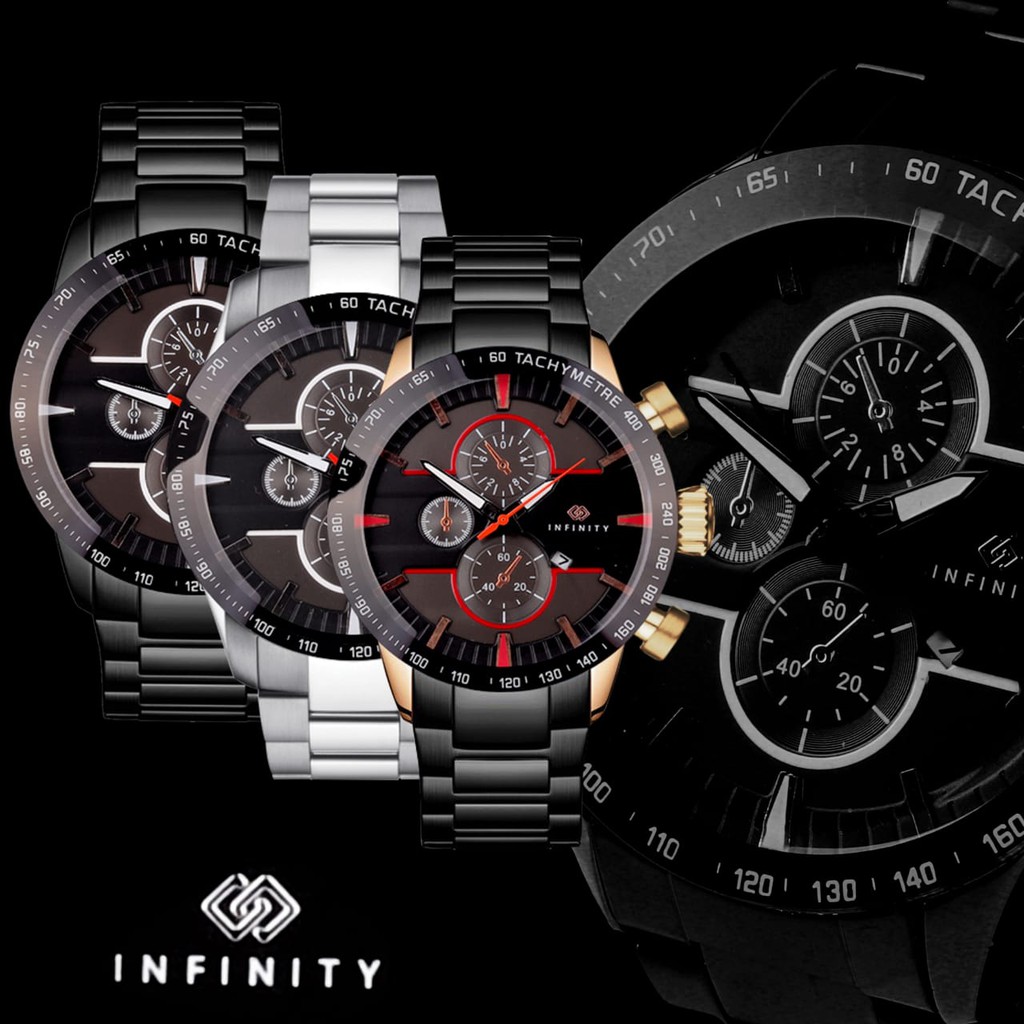 JAM TANGAN PRIA INFINITY 8687 TALI RANTAI TERBARU TERMURAH WATER RESIST FREE BOX