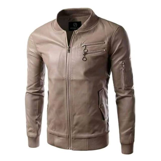 Jaket kulit pria bomber