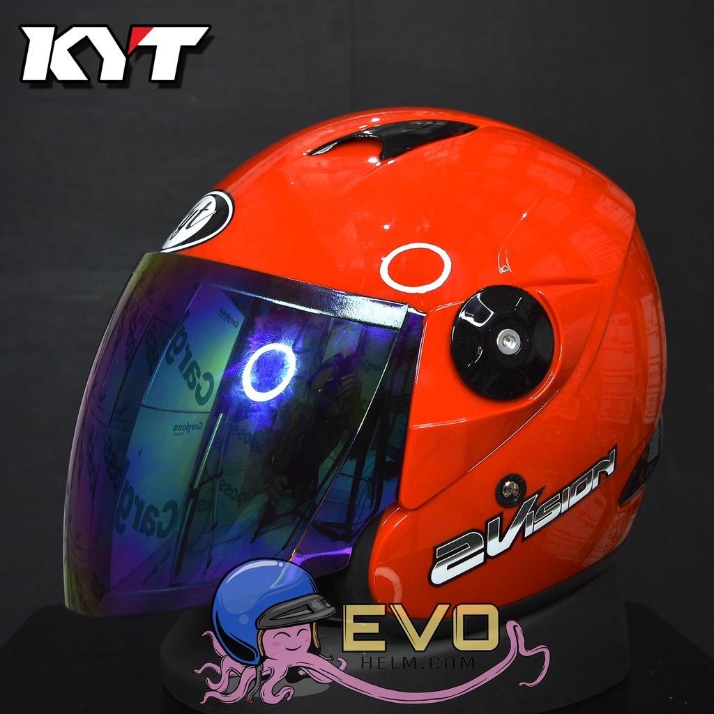 HELM KYT 2 VISION SOLID ORIGINAL - HELM KYT 2VISION BLACK METALIC DOUBLE VISOR