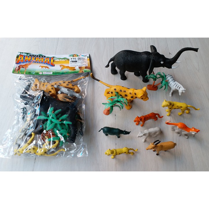 MAINAN WILD ANIMAL JUNGLE SET MINIATUR HEWAN LIAR ISI 10 PCS A586