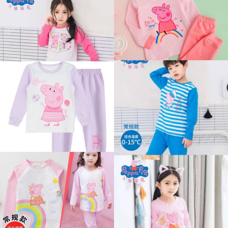 Piyama Peppa Pig ORIGINAL George pig pyjamas import katun baju tidur lengan panjang anak ORI
